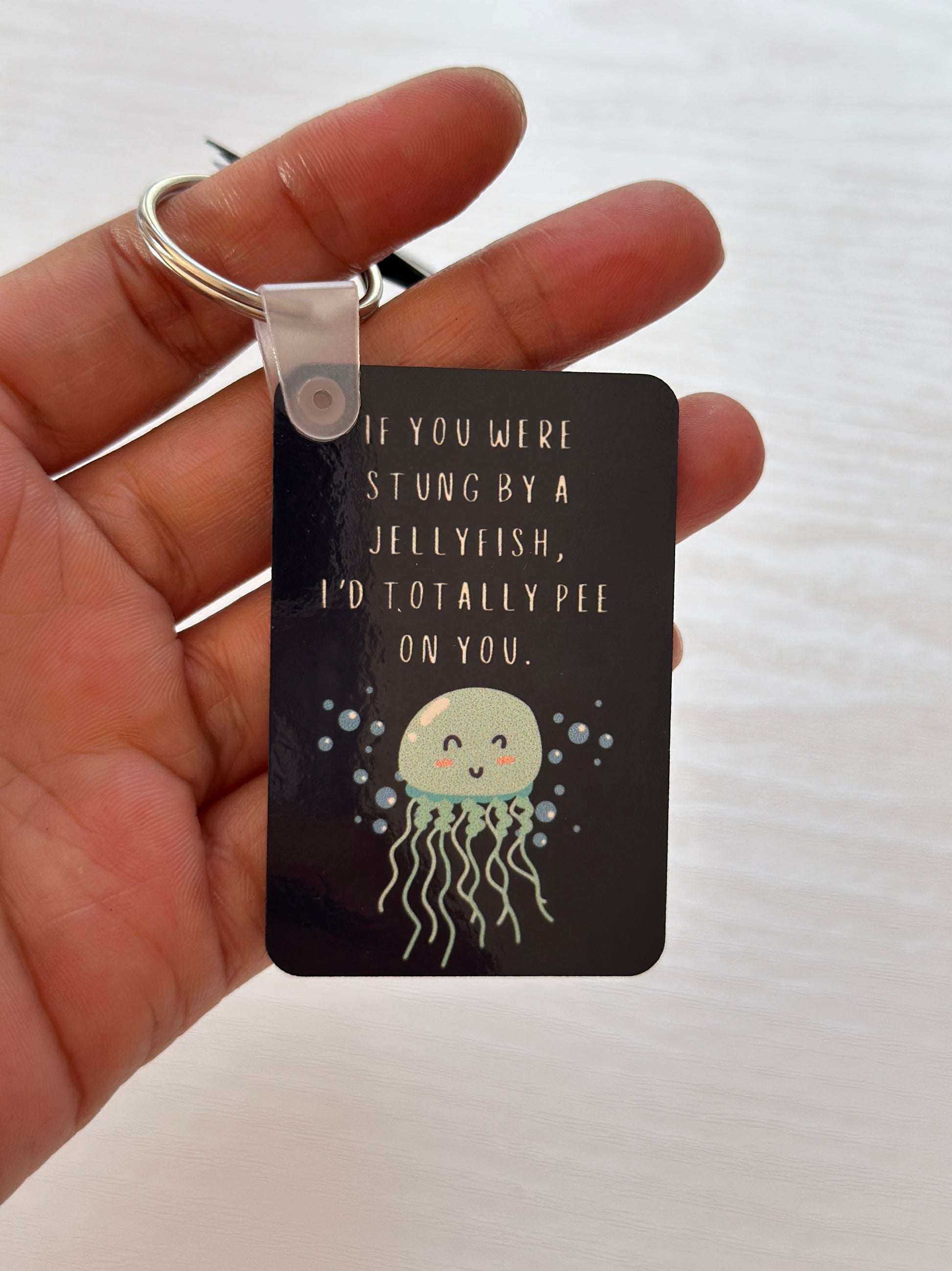 Funny novelty keychain with quote – South African handmade gift jellyfish