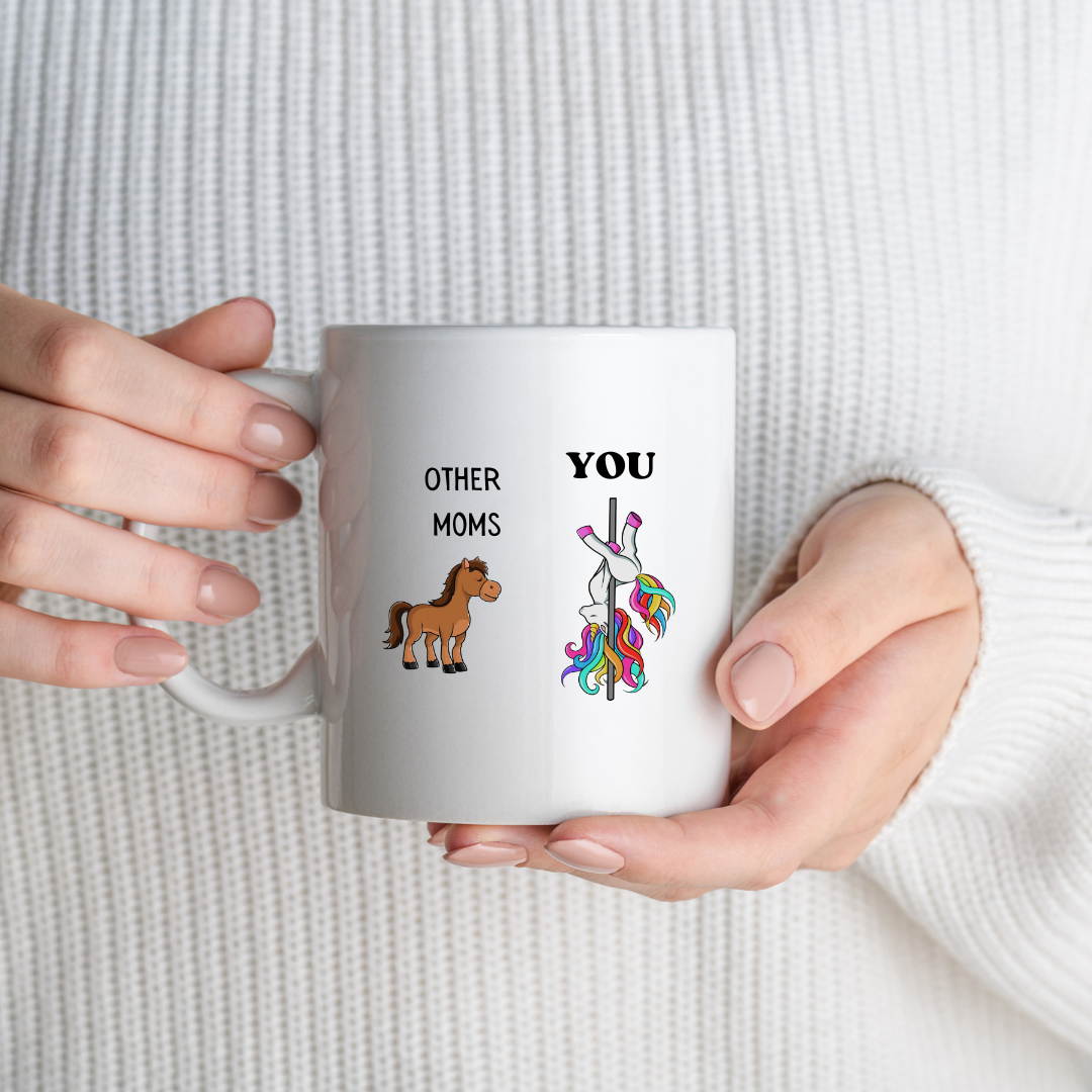 Funny unicorn manager mug with text – personalised novelty office gift.