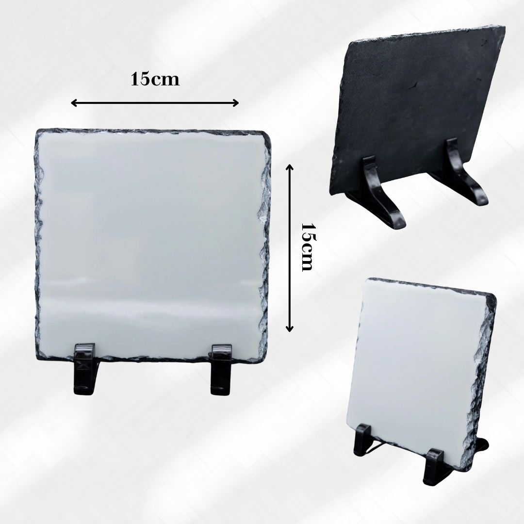 Square stone photo slate. 15 x 15cm.