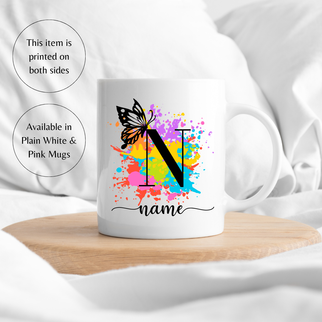 Example of colour splash monogram mug