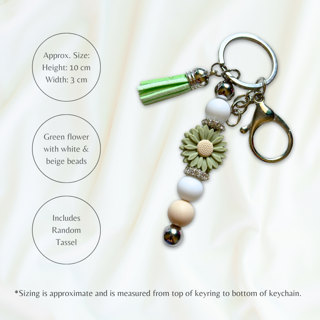 Green silicone beaded keychain