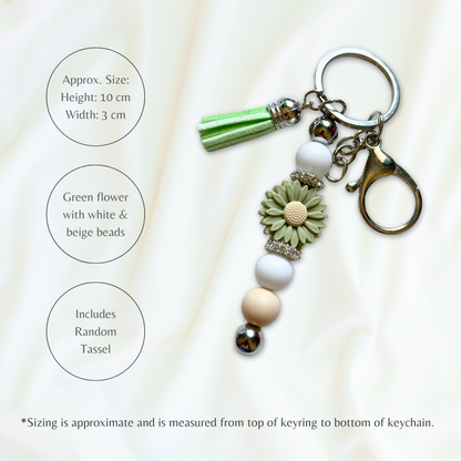 Green silicone beaded keychain