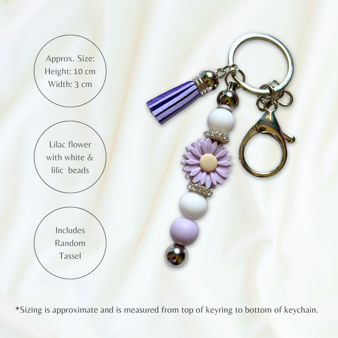 Lilac silicone beaded keychain