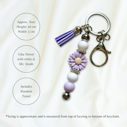 Lilac silicone beaded keychain