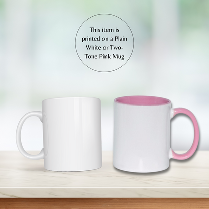 white and pink two-tone mug