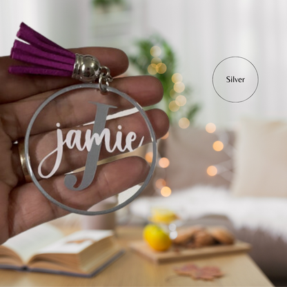 silver personalised acrylic keychain 