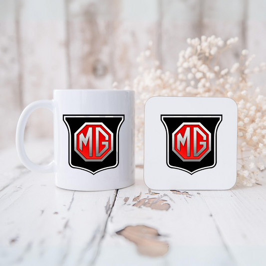 Personalised mug and coaster set with logo