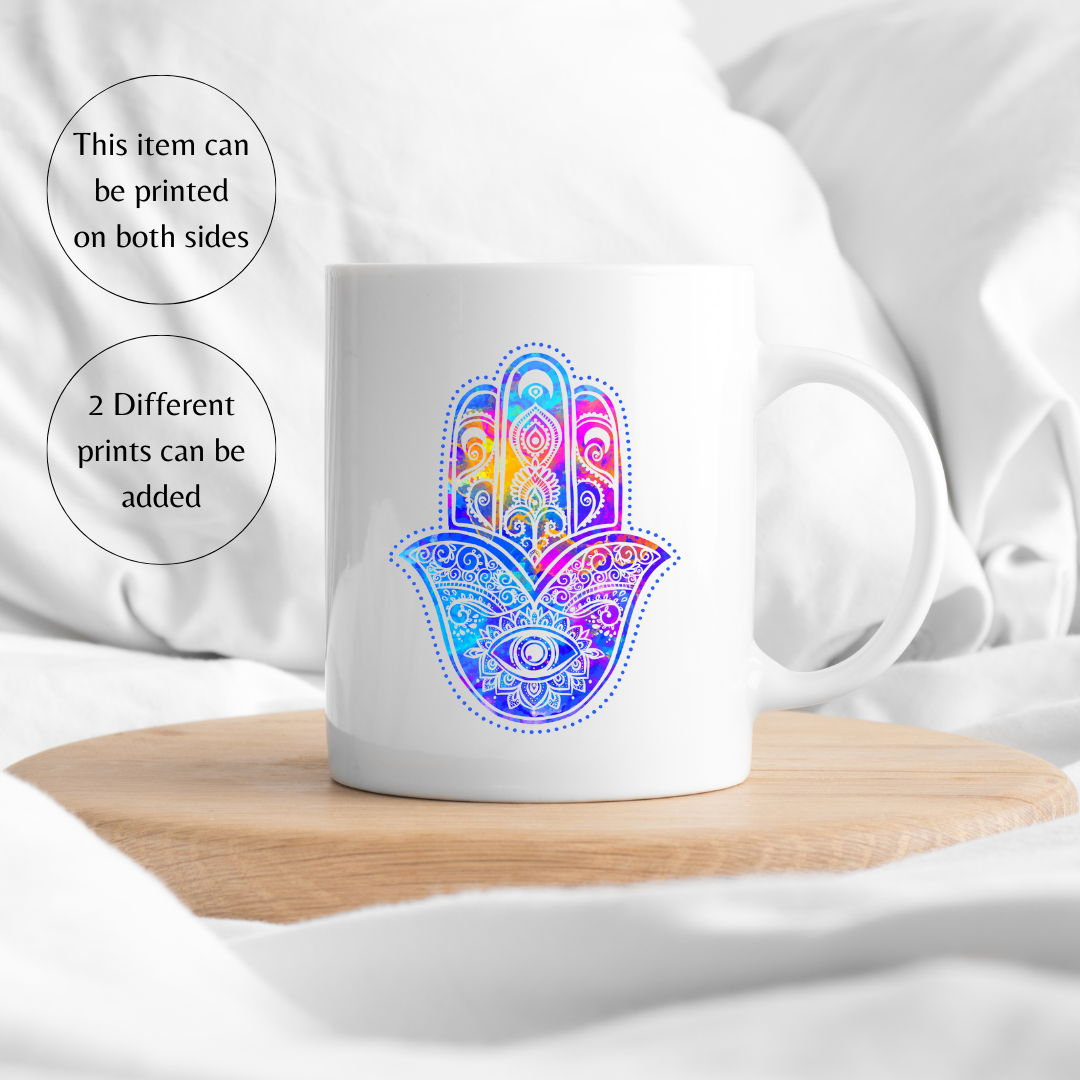 personalised mug with hamsa hand