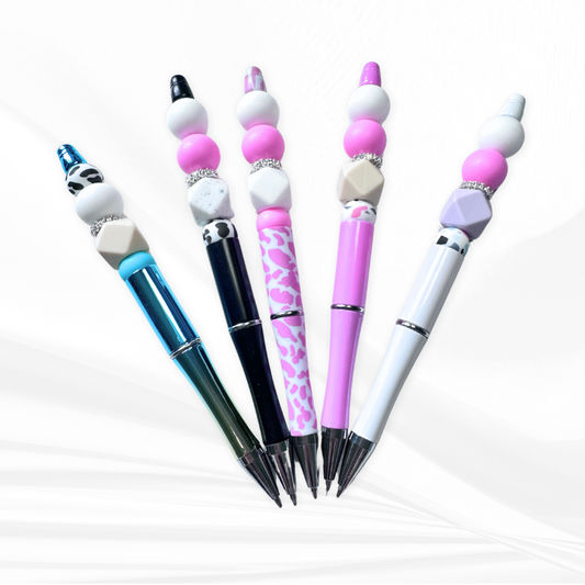 Silicone beaded pens in various colours