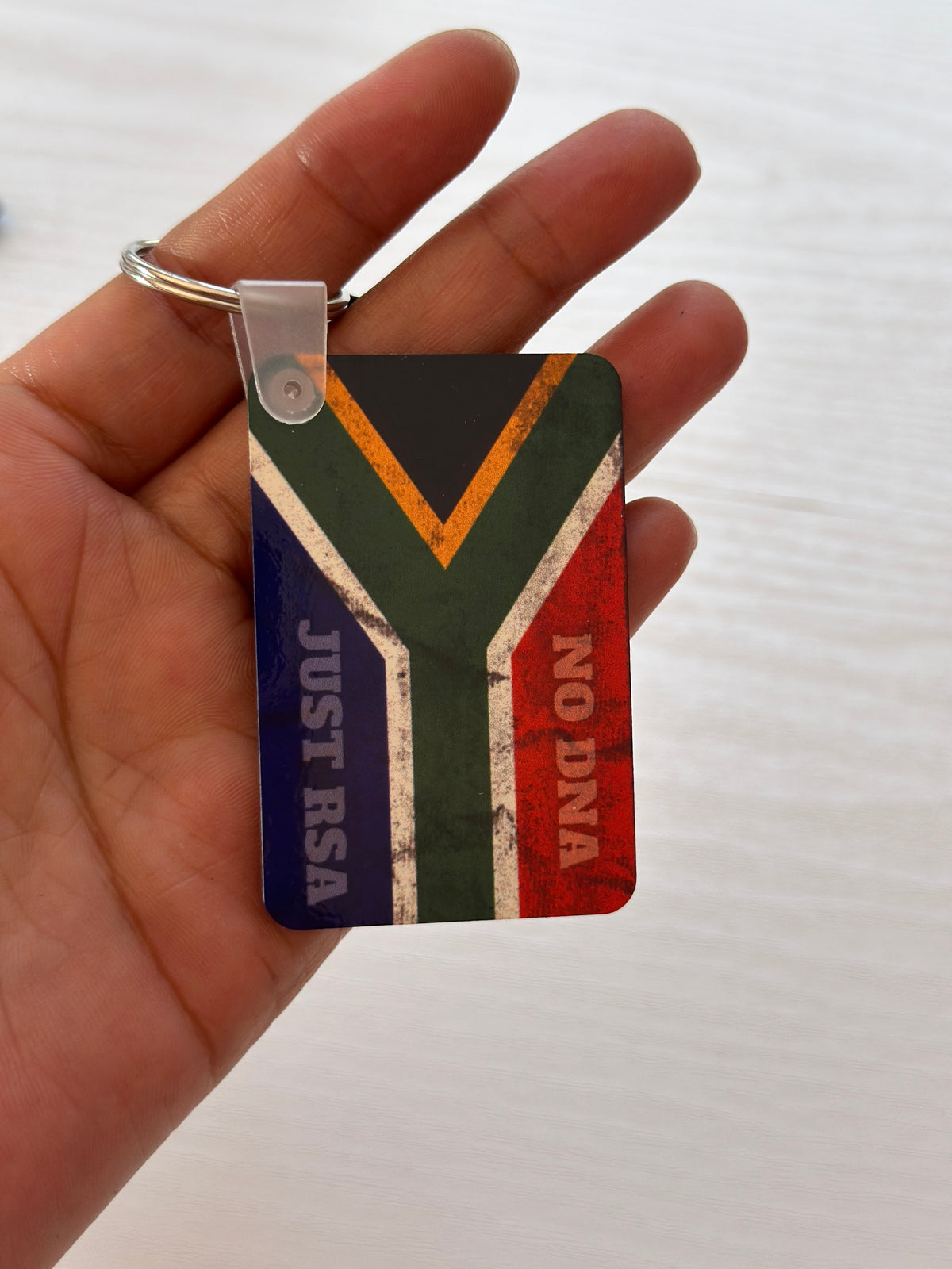 MDF novelty keychains featuring a South African flag and Table Mountain gift designs by The Kraft Box Cape Town