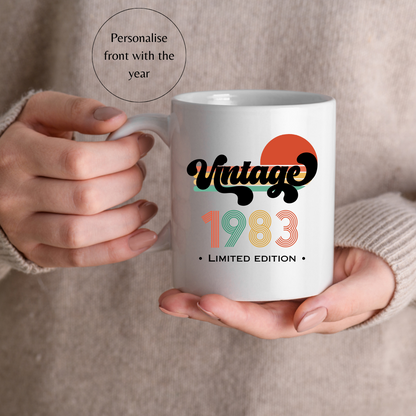 Vintage 1980s font birthday mug